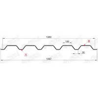 Профнастил "Металлпрофиль" С-44(Тип), 0.45 мм, PE двухсторон RAL ** , 1.047 * м2