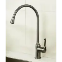 Смеситель HAIBA HB71825-3 для кухни однорычажный, поворотный излив, латунь, оружейная сталь