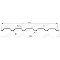 Профнастил "Металлпрофиль" МП-35(Тип), 0.8 мм, PE, RAL ** 1,076 * м2