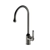 Смеситель HAIBA HB71825-3 для кухни однорычажный, поворотный излив, латунь, оружейная сталь