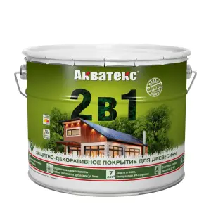 Основа алкидная Акватекс 2 в 1 - белый 10л УФ-защита, влажн. древесина 40%