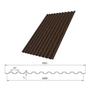Профнастил С-21(Тип), 0.5 мм Велюр RR ** 1.051 * м2