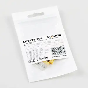 Клемма монтажная 4-проводная для 1-жильного проводника, LD2273-204 (5шт), STEKKER