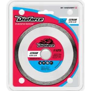 Диск алмазный несегментный 125х22.23х6х1,1мм DIAFORCE CERAM ULTRA SLIM ультра-тонкий влажный рез
