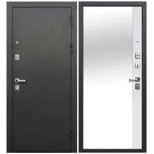 Дверь мет. FERRONI 9см 860х2050 "Пр" Серебро/Эмалит белый зеркало