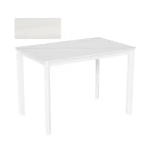 Стол Римини-1С 110х70 (+45) цвет Белый/МДФ+PVC Белый/Travertine Avorio) + нога №9 (белый)