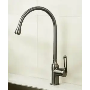 Смеситель HAIBA HB71825-3 для кухни однорычажный, поворотный излив, латунь, оружейная сталь