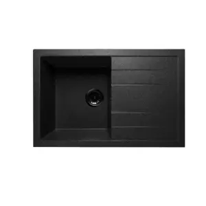 Мойка композитная GRANFEST Quadro 775х500 Черный секцией для разморозки и крылом