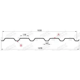 Профнастил "Металлпрофиль" МП-35(Тип), 0.8 мм, PE, RAL ** 1,076 * м2