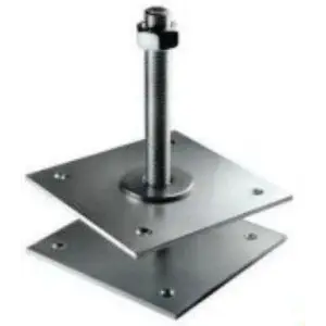 Анкер (Лифт) строительный регулировочный по высоте 120x120x6,0 мм со шпилькой М20 Н=200мм, оцинкованный