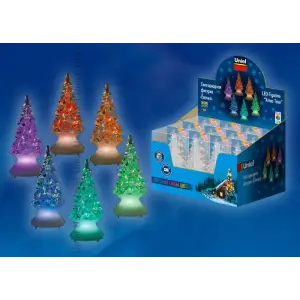 Фигурка светодиодная на батарейках «Ёлочка» 5*10 см, RGB, ULD-F620 RGB XMAS TREE SET12 (CR2032 в комплекте)