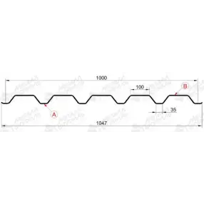 Профнастил "Металлпрофиль" С-44(Тип), 0.8 мм, оцинкованный 1.047 * м2