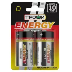 Элемент питания LR20 алкалиновый (уп. блистер 2шт) Трофи ENERGY POWER
